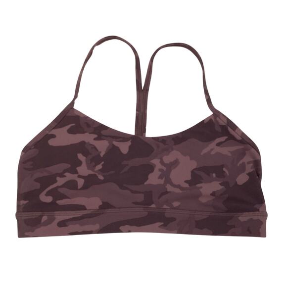 Lululemon Flow Y Purple/Pink Camo Sports Bra - Size 8 - Picture 1 of 5